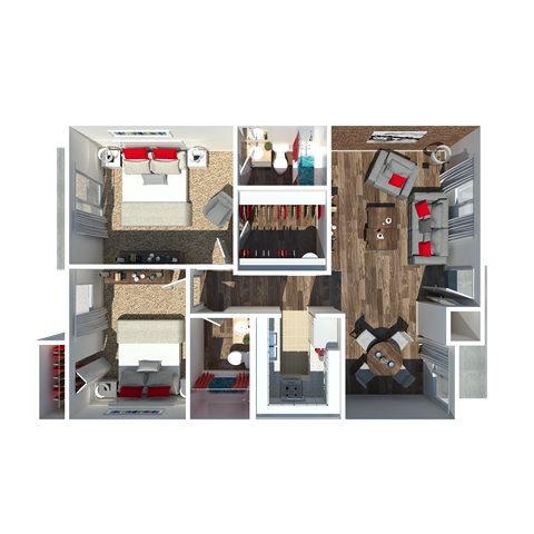 a rendering of a 3d floor plan of a house